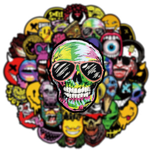 50 Halloween scary face graffiti stickers Kick scooter trolley case automobile motorcycle helmet waterproof stickers