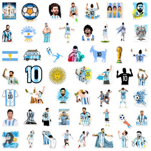 50 Pieces of Ball King Messi Graffiti Sticker Row Decorative Guitar Luggage Case Helmet Skateboard Phone Case Laptop Decal Waterproof Sticker