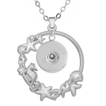 Seahorse Mermaid Shell Metal Pendant 60CM Necklace fit 20MM Snaps button jewelry wholesale