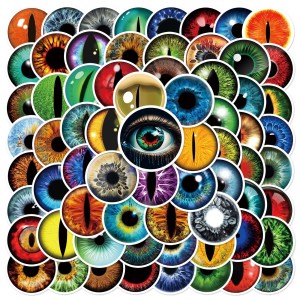 80 personalized eyeball graffiti stickers, luggage phone case, flat water cup, helmet, skateboard, waterproof sticker