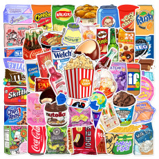 50 pieces of snack packaging graffiti stickers can be decorated with luggage, guitar, notebook, and dining box DIY waterproof stickers