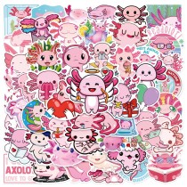 50 Cute Salamander Hexaceratops Graffiti Stickers Birthday Party Water Cup Travel Case Skateboard Waterproof Stickers