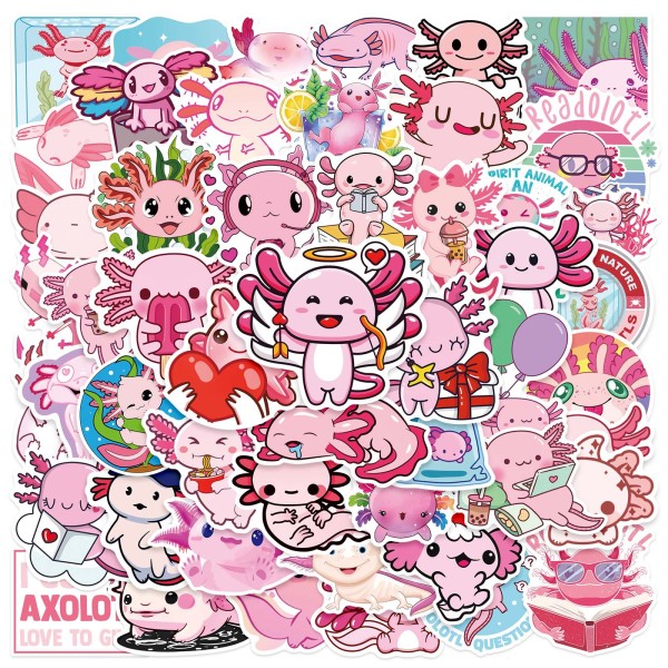 50 Cute Salamander Hexaceratops Graffiti Stickers Birthday Party Water Cup Travel Case Skateboard Waterproof Stickers