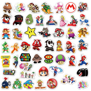 50 Super Mario Graffiti Stickers Personalized Motorcycle Trolley Case Guitar PVC Removable Stickers Waterproof Stickers