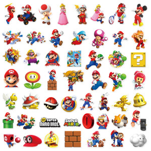 50 cartoon Mario graffiti stickers, luggage, water cup, insulated cup, storage box, helmet, waterproof sticker