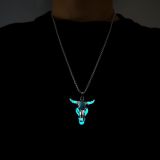 Turquoise Skull Oxhead Stainless Steel Glow Necklace