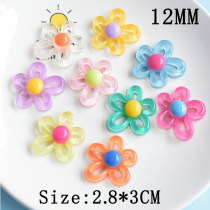 12MM Transparent hollow flowers Resin snap button charms
