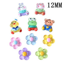 12MM Cute Pig Frog Transparent Flower Cream Gel Resin snap button charms