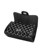 Checkered black leather chain shoulder bag fit 20MM Snaps button jewelry wholesale