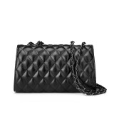 Checkered black leather chain shoulder bag fit 20MM Snaps button jewelry wholesale