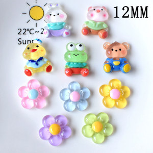 12MM Cute Pig Frog Transparent Flower Cream Gel Resin snap button charms