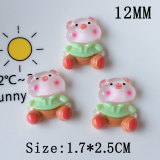 12MM Cute Pig Frog Transparent Flower Cream Gel Resin snap button charms