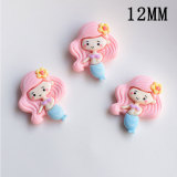 12MM Whale Mermaid Cream Gel Resin snap button charms