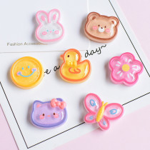 12MM Cute Transparent Rabbit Cherry Blossom Smiling Face Cream Gel Resin snap button charms