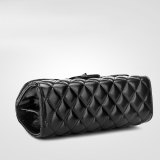 Checkered black leather chain shoulder bag fit 20MM Snaps button jewelry wholesale