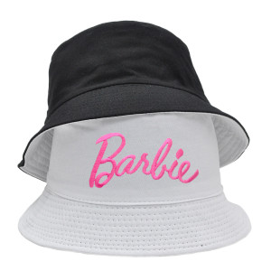 Barbie Pink Macaron Bucket hat Embroidered Basin Hat Casual Sunshade Fishing Hat