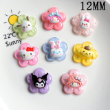 12MM Transparent cute jade dog cartoon flower cream glue Resin snap button charms