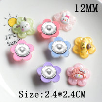 12MM Transparent cute jade dog cartoon flower cream glue Resin snap button charms