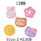 12MM Cute Transparent Rabbit Cherry Blossom Smiling Face Cream Gel Resin snap button charms