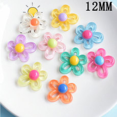 12MM Transparent hollow flowers Resin snap button charms