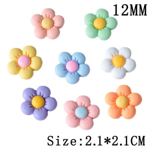12MM Flower cream adhesive Resin snap button charms