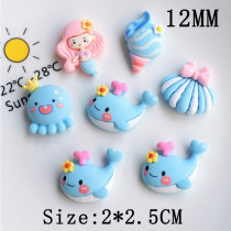 12MM Whale Mermaid Cream Gel Resin snap button charms