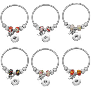 6pcs/lot Beaded Starfish Life Tree Alloy Bracelet fit 20MM  Snaps button jewelry wholesale