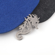 Stainless steel seahorse brooch