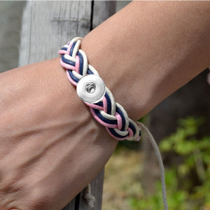 Cotton and linen colored bracelet fit 20MM  Snaps button jewelry wholesale
