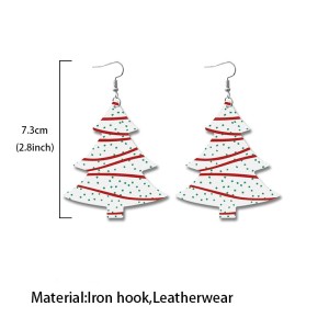Christmas earrings with double-sided leather printing