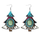 Christmas earrings with double-sided leather printing