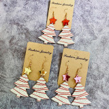 Christmas Tree Wooden Splice Earrings