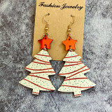Christmas Tree Wooden Splice Earrings