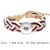 Cotton and linen colored bracelet fit 20MM  Snaps button jewelry wholesale