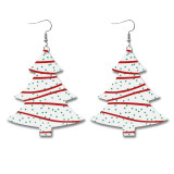 Christmas earrings with double-sided leather printing