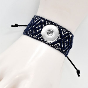Simple and Coarse Ethnic Style Bracelet Cotton and Hemp Handmade Couple Bracelet fit 20MM  Snaps button jewelry wholesale