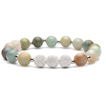 8MM Volcanic Stone Tiger's eye Natural Stone Bracelet Couple Beaded Bracelet Elastic Rope Bracelet