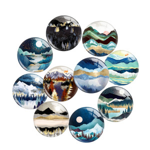 20MM views star moon glass snap button charms