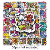 50 Street Graffiti Stickers Personalized Cool Art Stickers DIY Phone Case Skateboard Luggage Waterproof Sticker