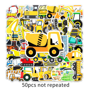 50 engineering car graffiti stickers, cartoon children's ledger stickers, DIY skateboard luggage waterproof stickers