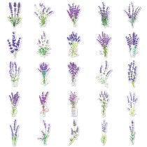 50 pieces of lavender graffiti stickers, cartoon flower stickers, DIY phone case, suitcase waterproof stickers