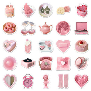 50 pieces of pink ins style graffiti stickers, small and fresh hand account card stickers, DIY phone case, luggage compartment stickers, waterproof stickers