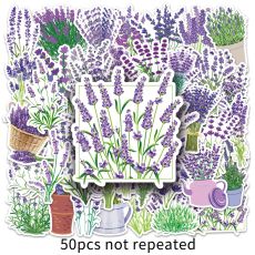 50 pieces of lavender graffiti stickers, cartoon flower stickers, DIY phone case, suitcase waterproof stickers