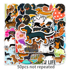 50 pieces of dachshund dog graffiti stickers cartoon animal stickers DIY phone case luggage waterproof stickers