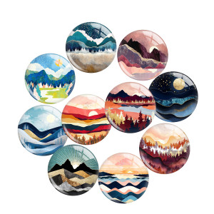 20MM views star moon glass snap button charms
