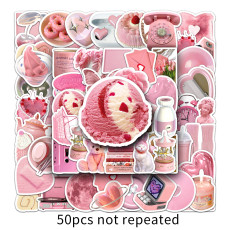 50 pieces of pink ins style graffiti stickers, small and fresh hand account card stickers, DIY phone case, luggage compartment stickers, waterproof stickers