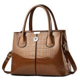 Shiny leather handbag with stone pattern, simple and large capacity one shoulder crossbody bag fit 20MM Snaps button jewelry wholesale