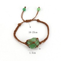 Hand woven brown jade thread crystal amethyst stone mesh pocket bracelet