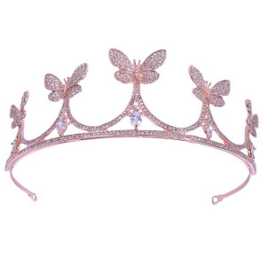 Butterfly  Alloy Crystal Crown Wedding Ball Party Bridal Crown