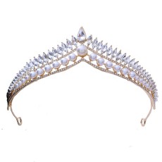 Pearl Alloy Crystal Crown Wedding Ball Party Bridal Crown